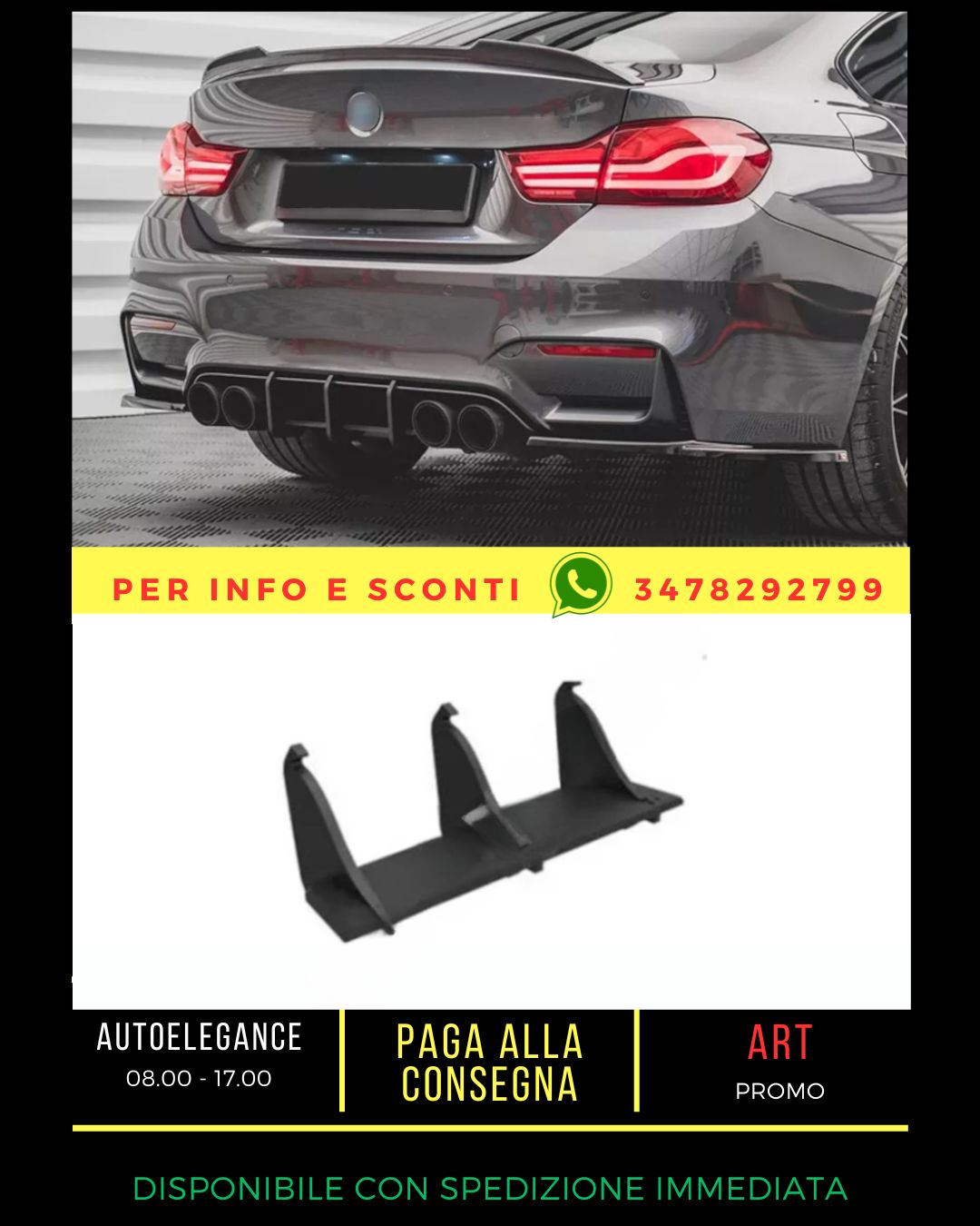 ✨DIFFUSORE ADATTO PER BMW M4 F82 F83 Sedan Cabrio 2014-2020✨