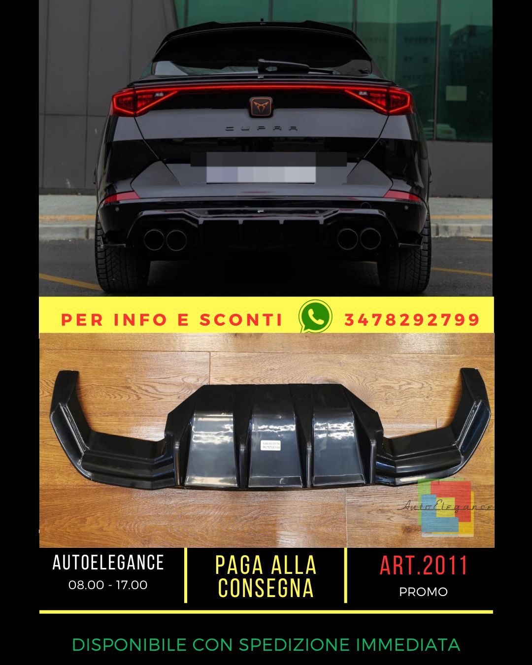 ⭐2011 DIFFUSORE ADATTO PER FORMENTOR  2020+ NERO LUCIDO⭐