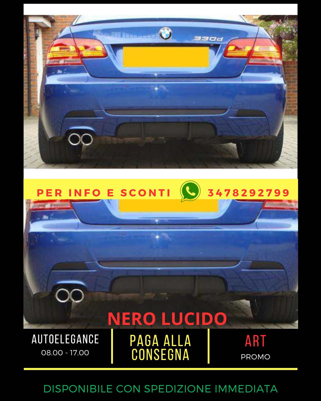 ✨GLOSSY BLACK DIFFUSER SUITABLE FOR BMW 3 E92 E93 2007-2013✨