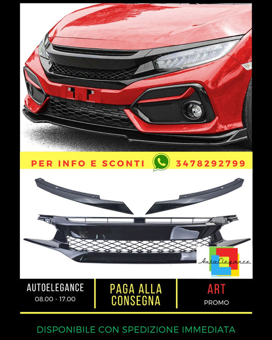 ✨Griglia a nido d'ape Nero senza Stemma per Honda Civic FK 2016-2020✨