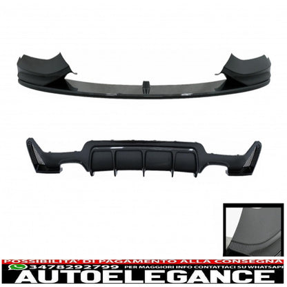 spoiler anteriore con diffusore adatto per bmw serie 4 f32 coupe f33 cabrio f36 grand coupe (2013-03.2019) rivestimento in pellicola di carbonio con design m-performance