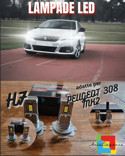 KIT LED H7 PER PEUGEOT 308 MK2 II 6000K BIANCO 6000 LUMEN CANBUS ANABBAGLIANTI