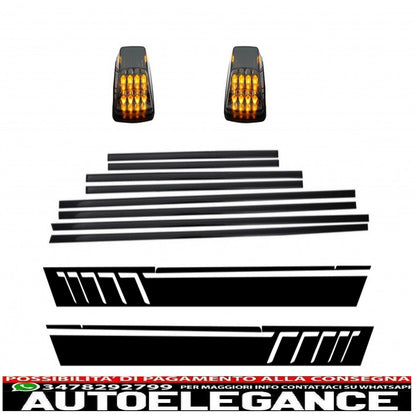 aggiungi strisce modanature porte con decalcomanie laterali adesivo in vinile nero opaco e luci di svolta adatte per mercedes classe g w463 (1989-2015) AUTOELEGANCERICAMBI