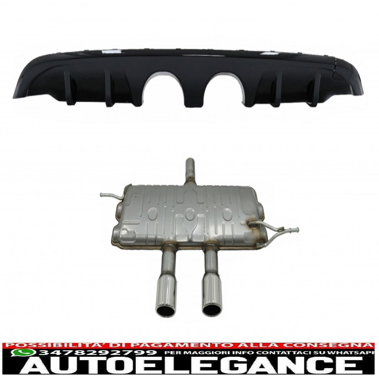 diffusore mantovana paraurti posteriore con impianto di scarico completo adatto per vw golf 6 vi (2008-2012) r20 look solo per paraurti standard