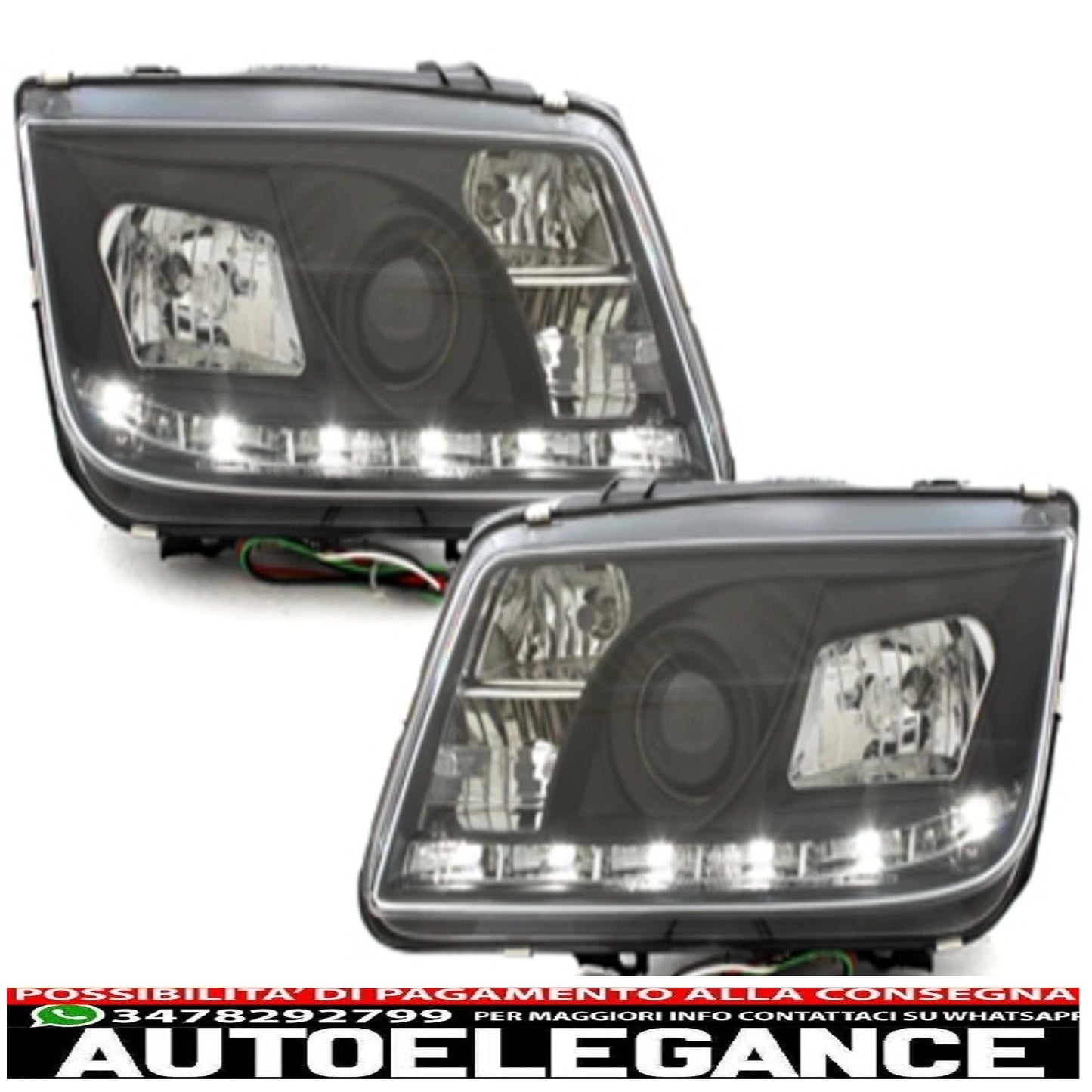 dayline headlights suitable for vw bora (09.1998-05.2005) drl black 