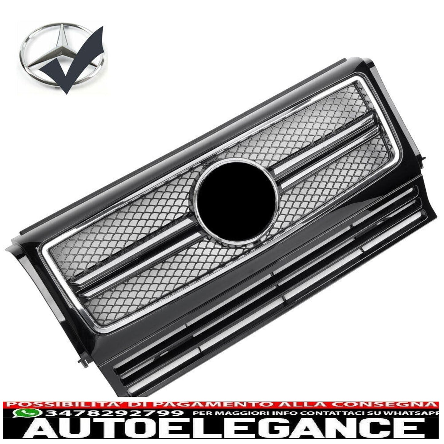 Sport radiator grille suitable for Mercedes W463 G 1990-2018 black chrome look 