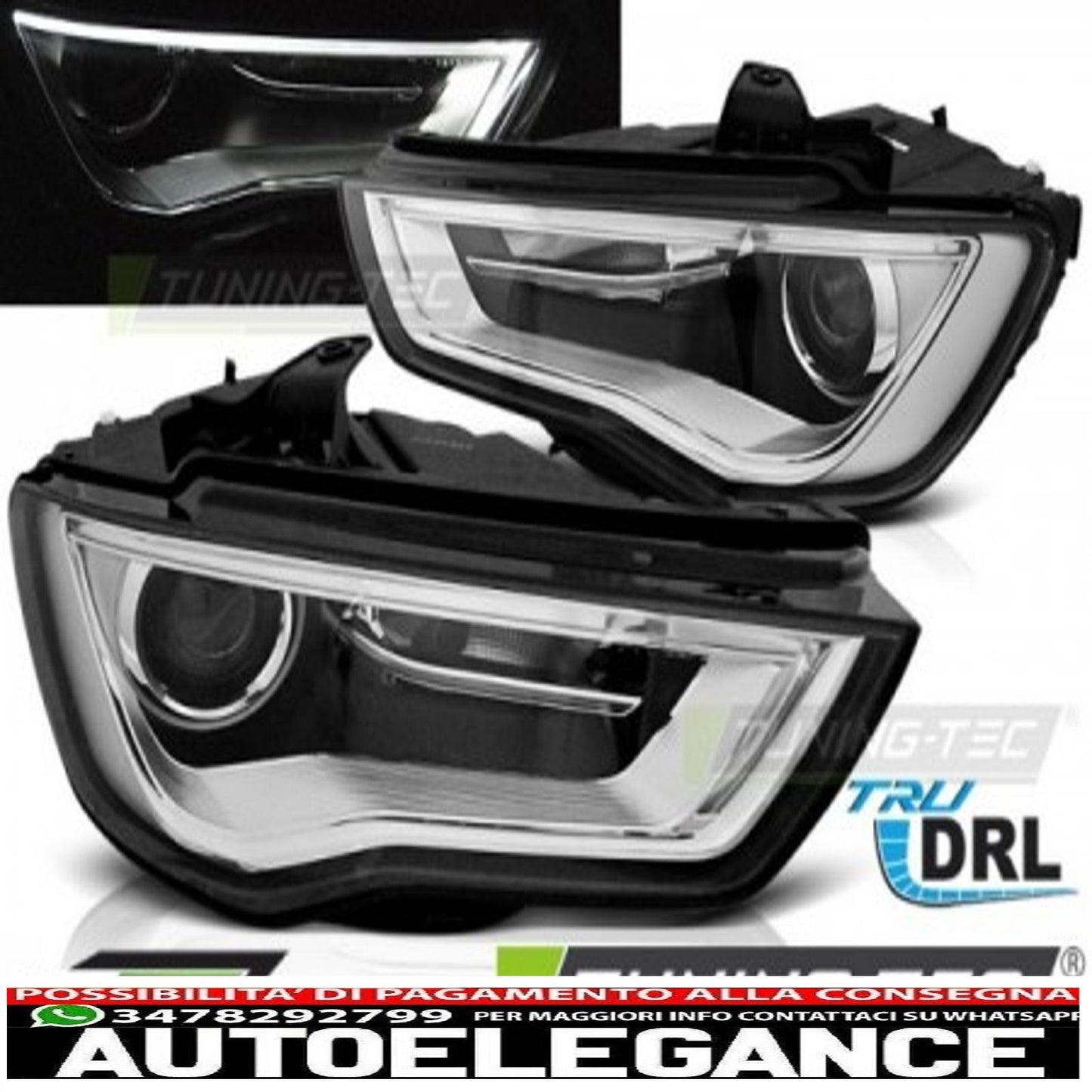 fari tubo luce drl nero adatto audi a3 8v 12-16