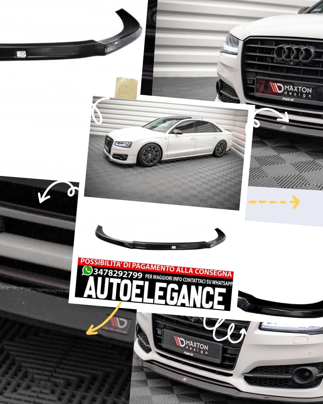 SPLITTER ANTERIORE adatto compatibile per V.2 AUDI S8 D4 FL (2015-2017)