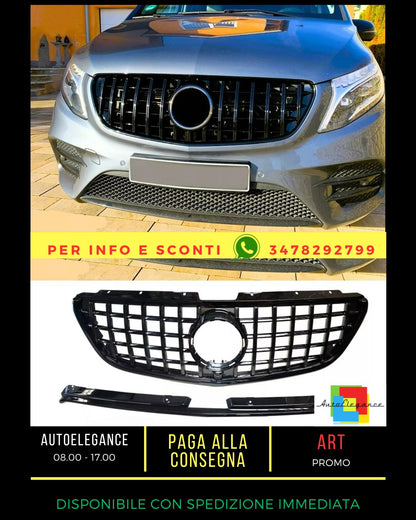 ✨PANAMERICANA Grille Gloss Black SUITABLE FOR Mercedes Vito W447 14-19✨