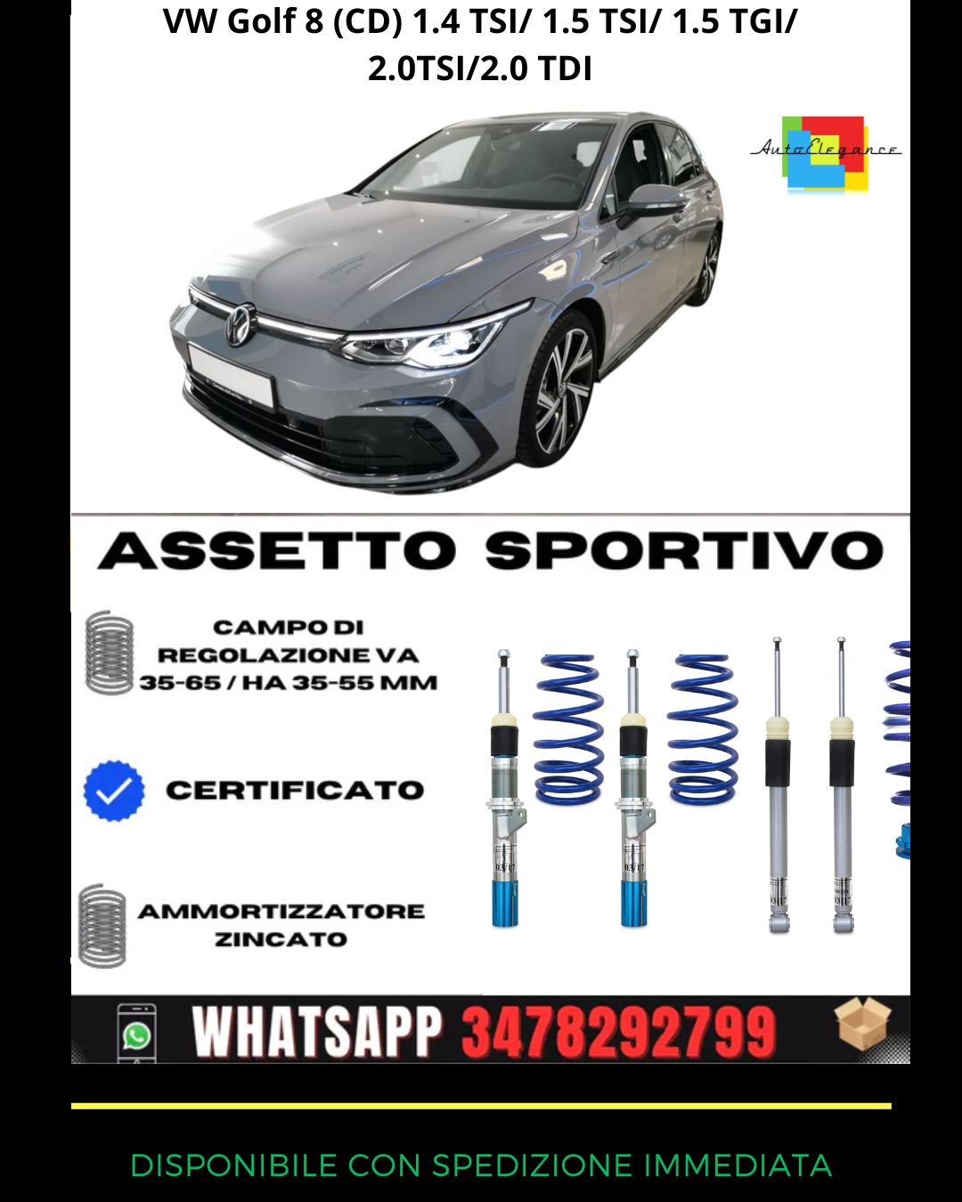🔥Assetto sportivo per VW Golf 8 (CD) 1.4 / 1.5 TSI/ 1.5 TGI/ 2.0 TSI 19+🔥