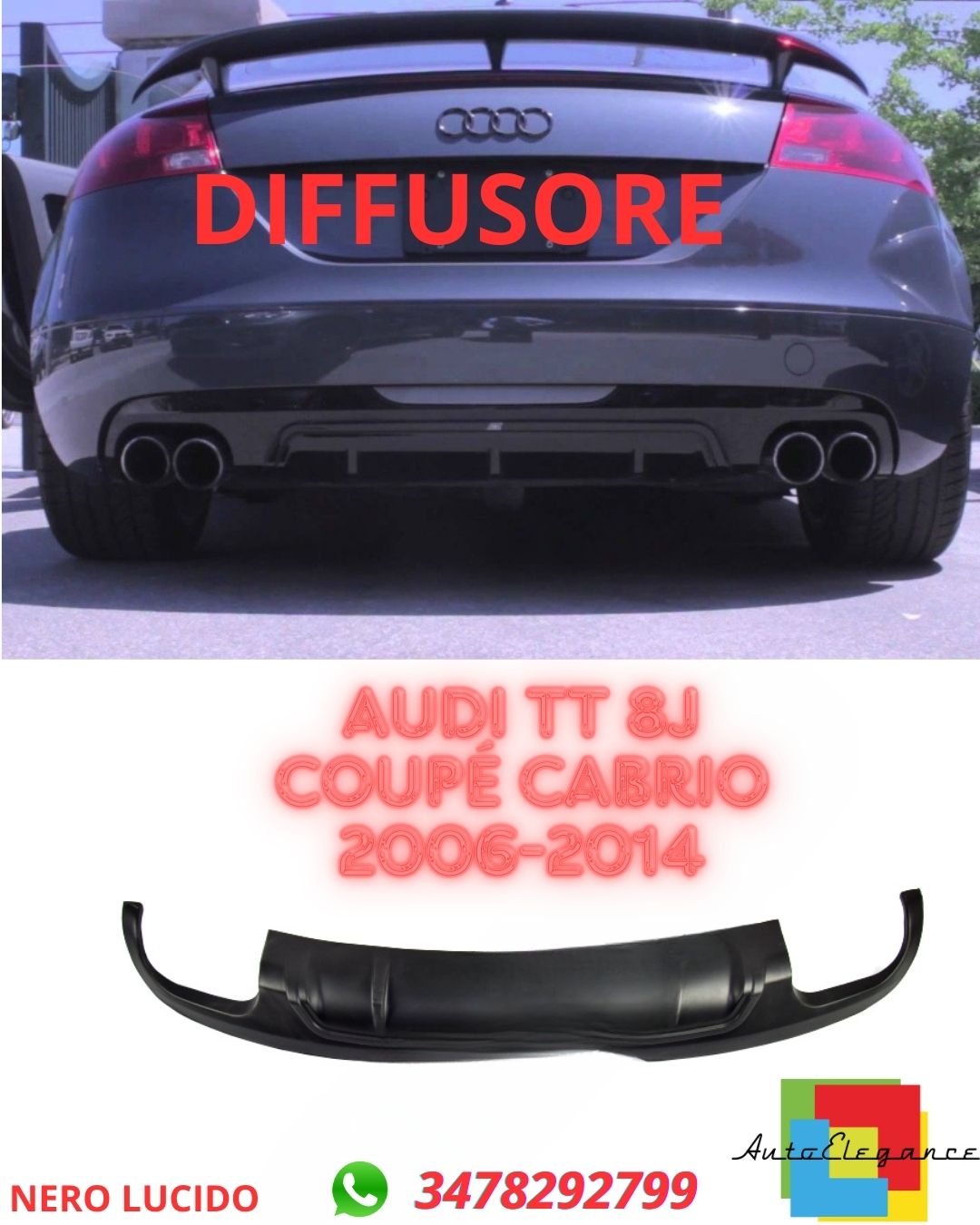 ✨ DIFFUSER SUITABLE FOR Audi TT 8J Coupe Cabrio 2006-2014✨