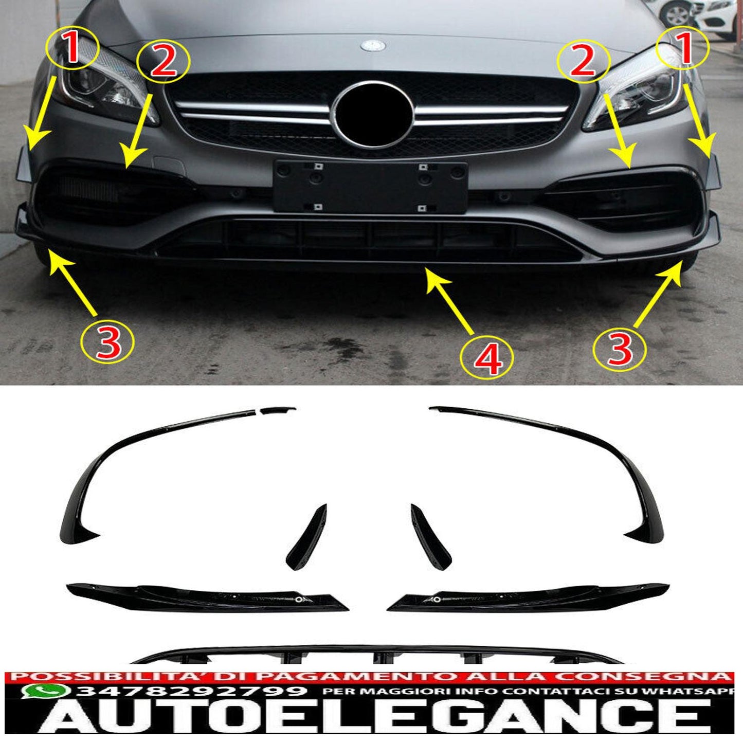 front spoiler front spoiler suitable for mercedes w176 a-class facelift - shows original titleoriginal textfrontspoiler front spoiler passt für mercedes w176 a-klasse facelift