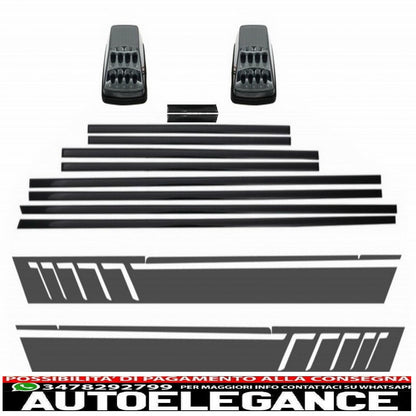 aggiungi strisce modanature porta con decalcomanie laterali adesivo in vinile grigio scuro e luci di svolta adatte per mercedes classe g w463 (1989-2015) AUTOELEGANCERICAMBI