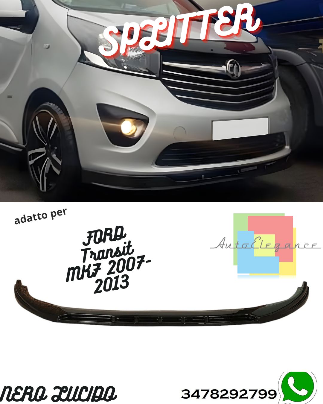 Splitter Anteriore FORD Transit MK7 2007-2013 Con ABE TÜV