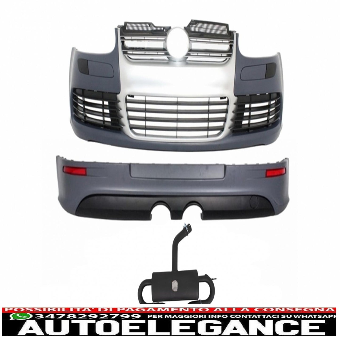 complete body kit suitable for vw golf 5 (2003-2007) design r32 with exhaust system 