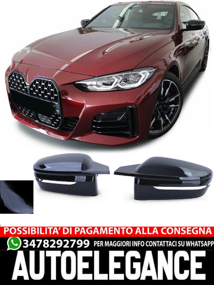 Calotte specchietti nere lucide di ricambio aftermarket compatibile con BMW Serie 4 G22 G23 G26 dal 20