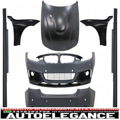 kit carrozzeria completo adatto per bmw serie 4 f32 f33 (2013-2017) design m-performance con parafanghi anteriori neri e cofano motore