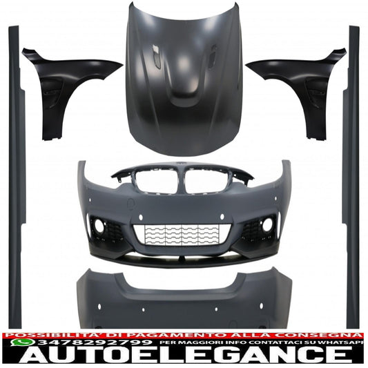 kit carrozzeria completo adatto per bmw serie 4 f32 f33 (2013-2017) design m-performance con parafanghi anteriori neri e cofano motore