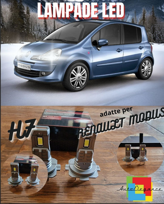 KIT LED H7 PER RENAULT MODUS 6000K BIANCO 6000 LUMEN CANBUS ANABBAGLIANTI