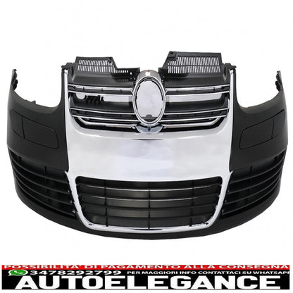 paraurti anteriore adatto per vw golf v 5 (2003-2007) jetta (2005-2010) griglia cromata r32 look