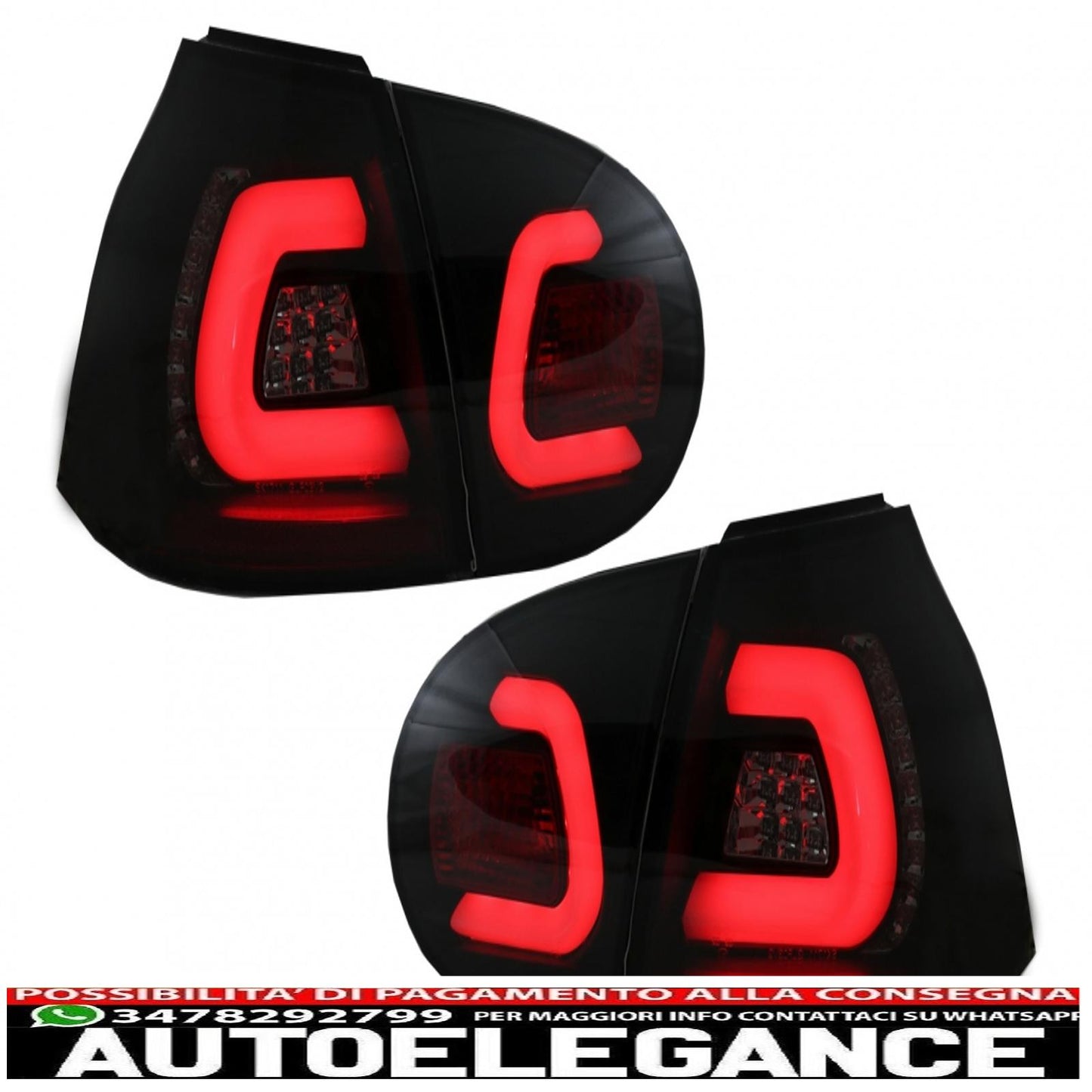 barra led fanali posteriori adatta per vw golf v 5 (2004-2009) smoke black urban style AUTOELEGANCERICAMBI