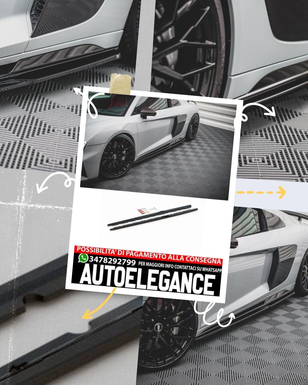 MINIGONNE LATERALI COMPATIBILI PER AUDI R8 MK2 FACELIFT  (2018 - )