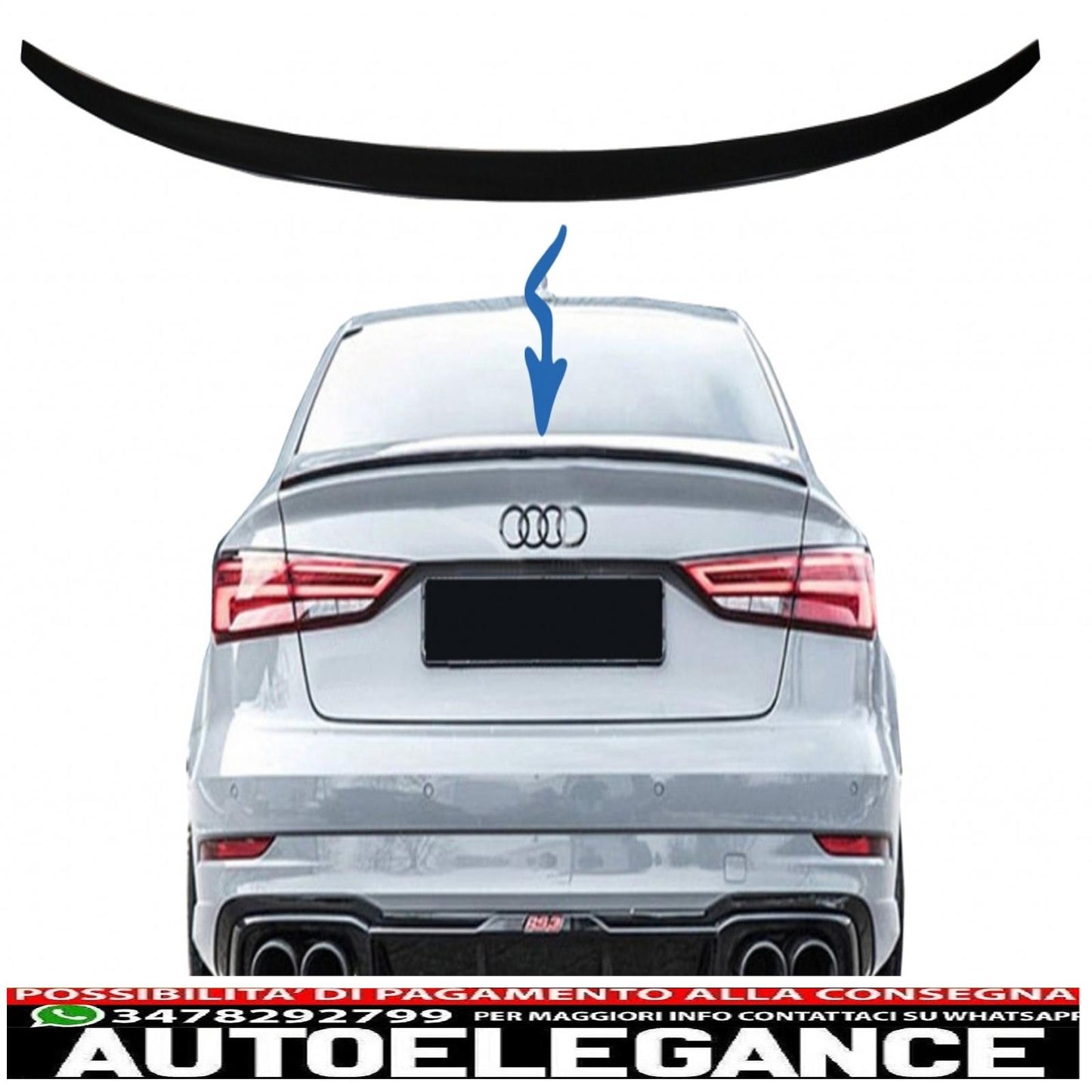 trunk spoiler suitable for audi a3 8v sedan (2013-up) piano black