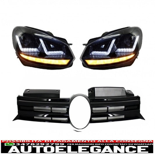 front grill suitable for vw golf vi (2008-2012) with osram xenon headlights led dynamic sequential cornering lights design r20 