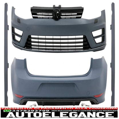 complete body kit + quad exhaust tips suitable for vw golf 7 vii 12+ r r20 look