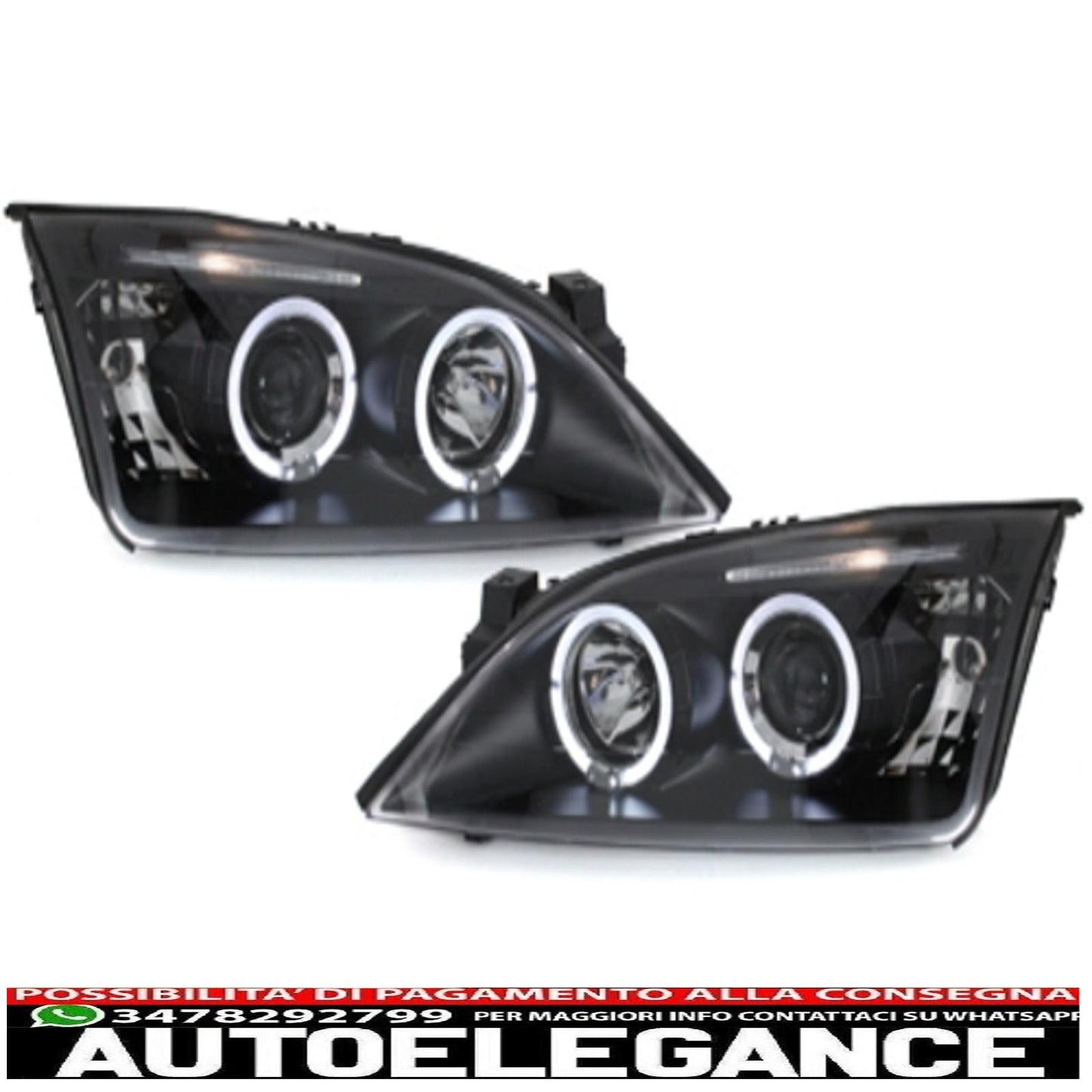 Angel Eyes Headlights suitable for Ford Mondeo MK3 (2000-2007) Black 