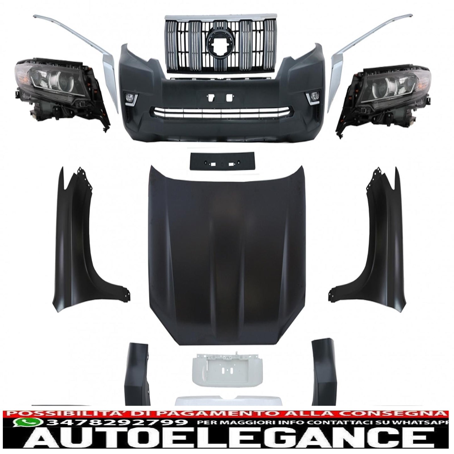 Restyling conversion body kit suitable for toyota land cruiser prado fj150 retrofit group (from 2010+) to model (2018+)