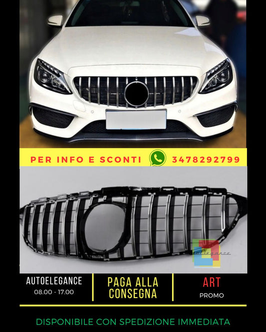🔥GRIGLIA NERO LUCIDO+cromata adatta PER Mercedes C class W205 2015-2018🔥