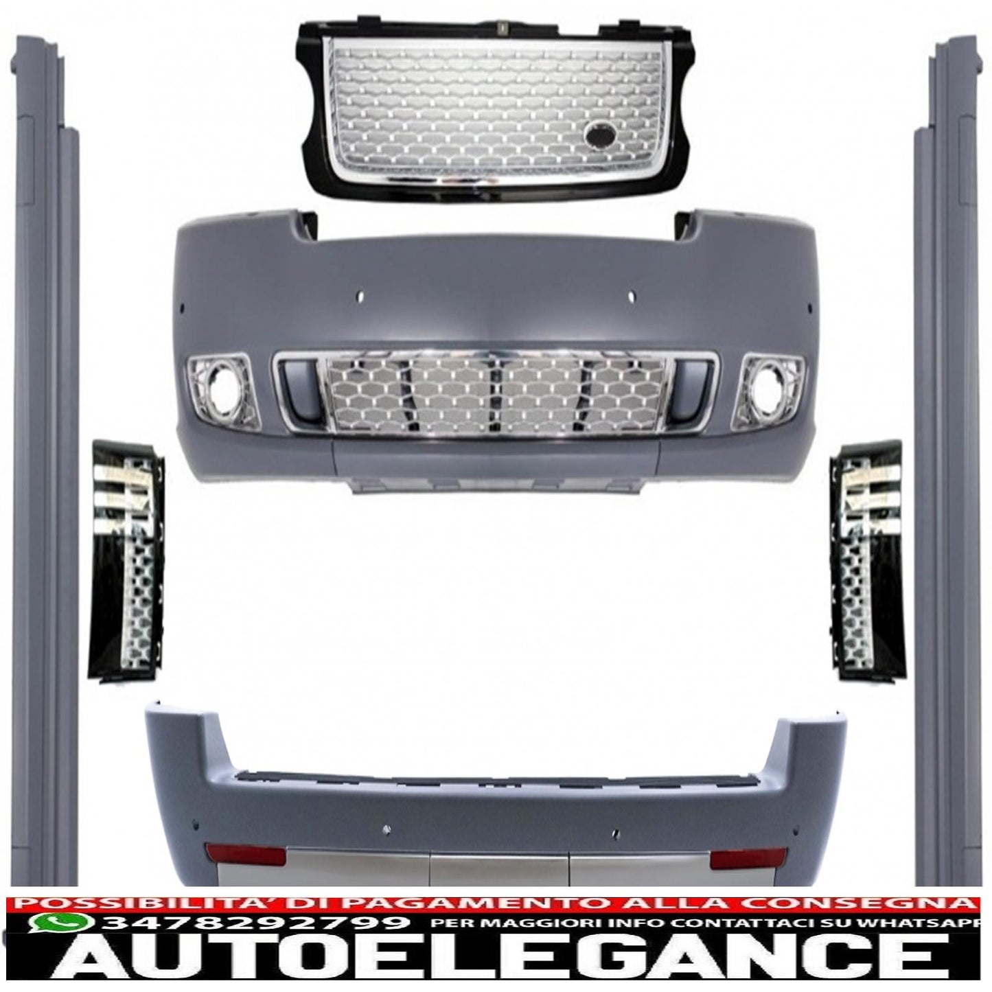 body kit suitable for land rover vogue l322 (2002-2012) black silver grille edition design autobiography