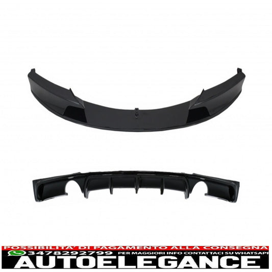 front bumper spoiler with rear diffuser double outlet for single exhaust suitable for bmw 3 series f30 f31 (2011-2019) m performance design piano black 