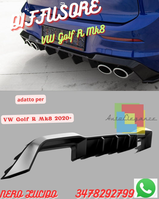 ☀️Diffusore nero lucido posteriore adatto per VW Volkswagen MK8 R 2020+☀️