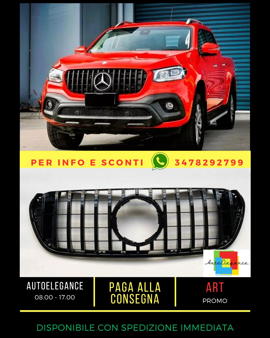 ✨Griglia Anteriore Nero Lucido adatta PER Mercedes X Class BR470 W470 15-19✨