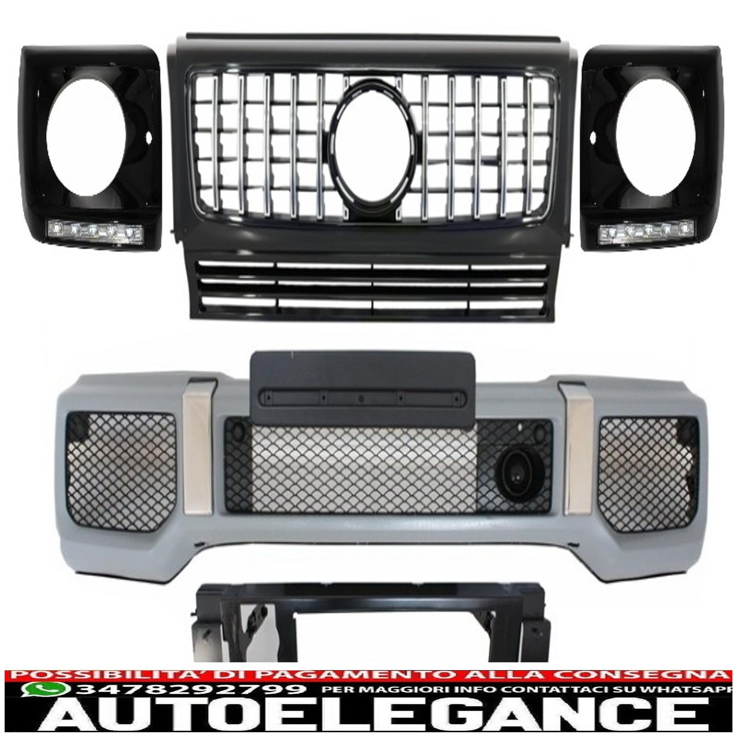 front bumper assembly suitable for mercedes g-class w463 (1989-2012) g65 design with g63 grille gt-r panamericana design 
