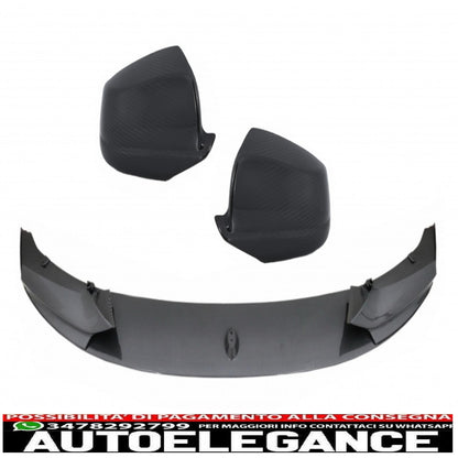 Rivestimento in carbonio per spoiler paraurti anteriore adatto per BMW Serie 5 F10 F11 (2011-2013) con coperture per specchietti Design M-Performance