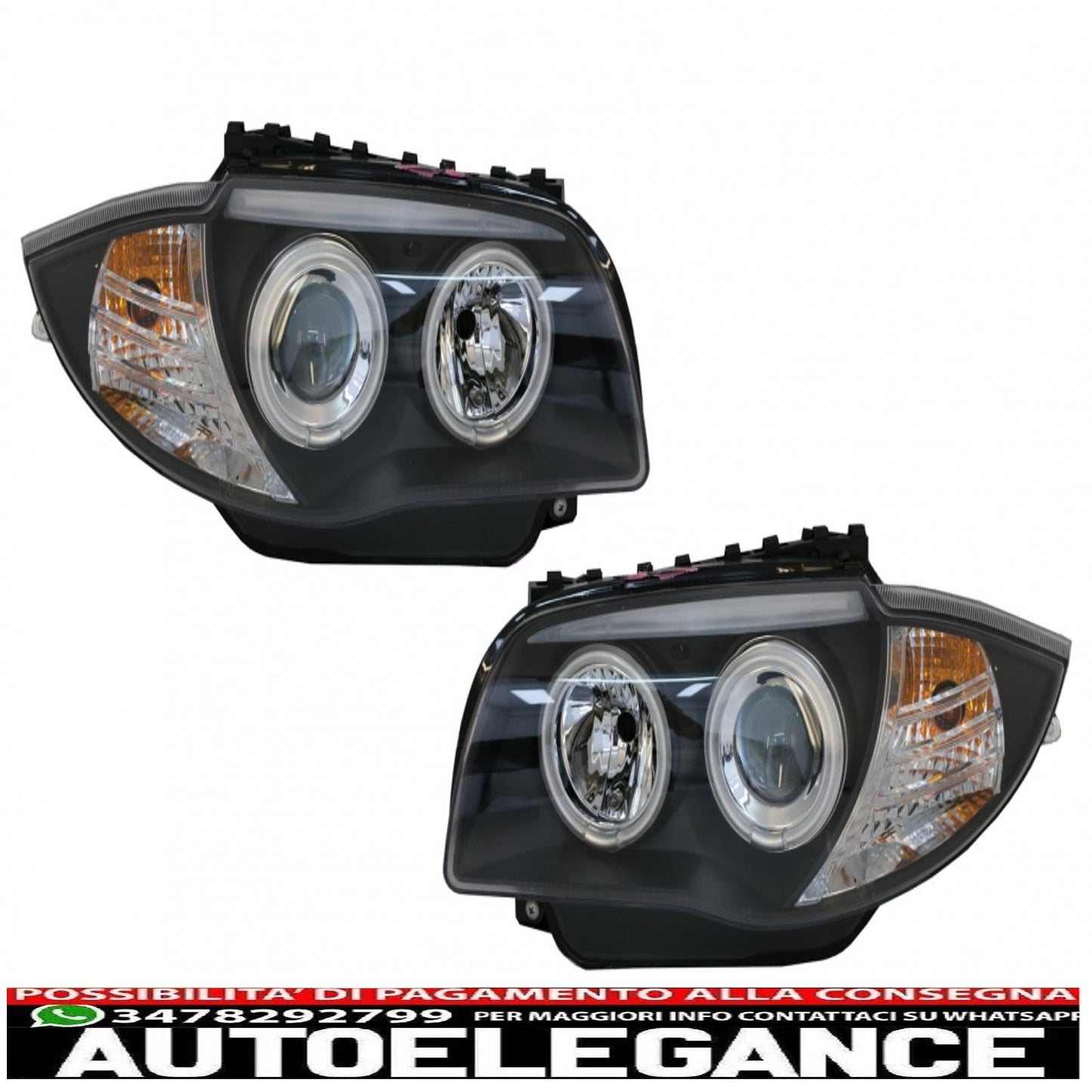 ccfl angel eye headlights suitable for bmw 1 series e87 e81 e82 e88 (2004-2011) black 