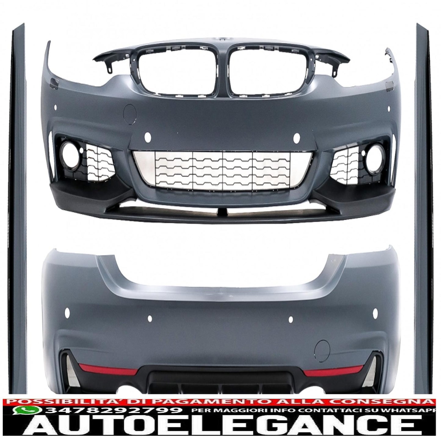 complete body kit suitable for bmw 4 series f36 gran coupe (2013-2019) m performance design double single exit black 