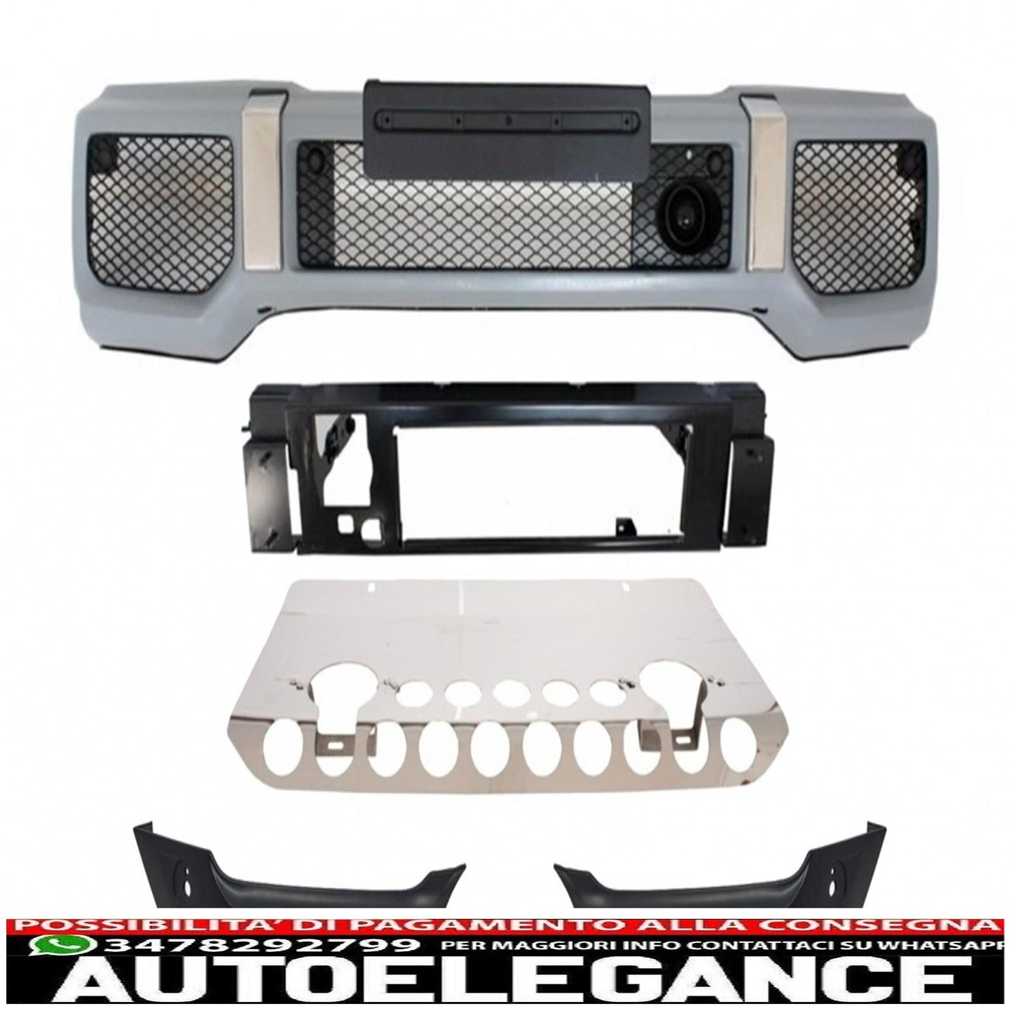 pacchetto skid plate protezione da corsa con luci drl adatto per mercedes classe g w463 (1989-2017) a-design con paraurti anteriore g65 a-design