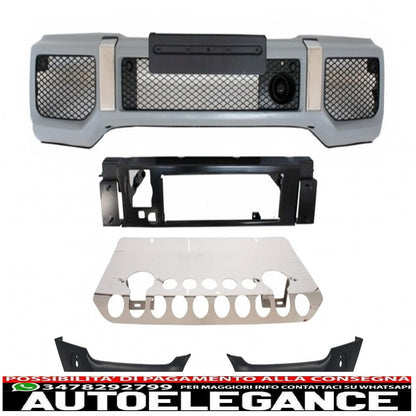 pacchetto skid plate protezione da corsa con luci drl adatto per mercedes classe g w463 (1989-2017) a-design con paraurti anteriore g65 a-design