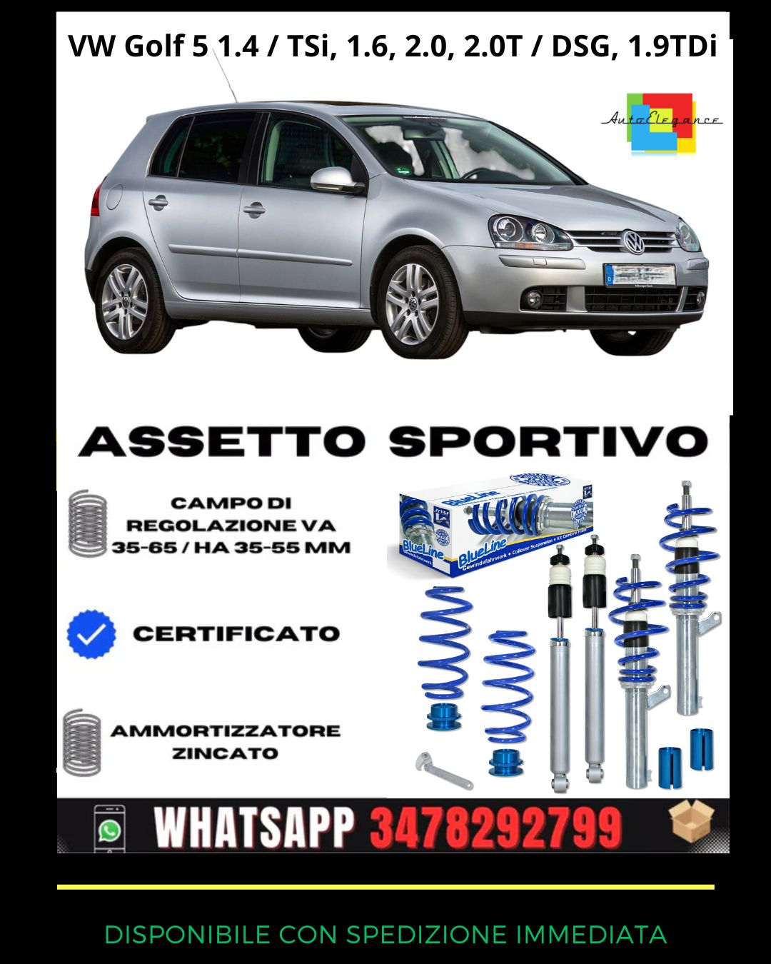 🔥Assetto sportivo per VW Golf 5 1.4 / TSi, 1.6, 2.0, 2.0T / DSG, 1.9TDi🔥