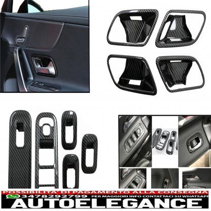 rivestimento del pulsante dell'interruttore di sollevamento del vetro del finestrino dell'auto con rivestimento interno della maniglia della maniglia della porta adatto per mercedes classe A w177 v177 (2018-up) con guida a sinistra in carbonio
