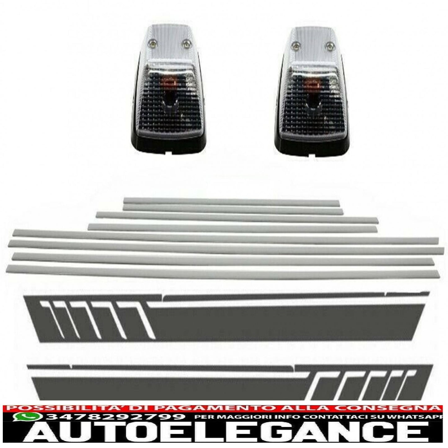 aggiungi modanature porta in alluminio spazzolato con decalcomanie laterali adesive in vinile grigio scuro e luci di svolta adatte per mercedes classe g w463 (1989-2015) AUTOELEGANCERICAMBI