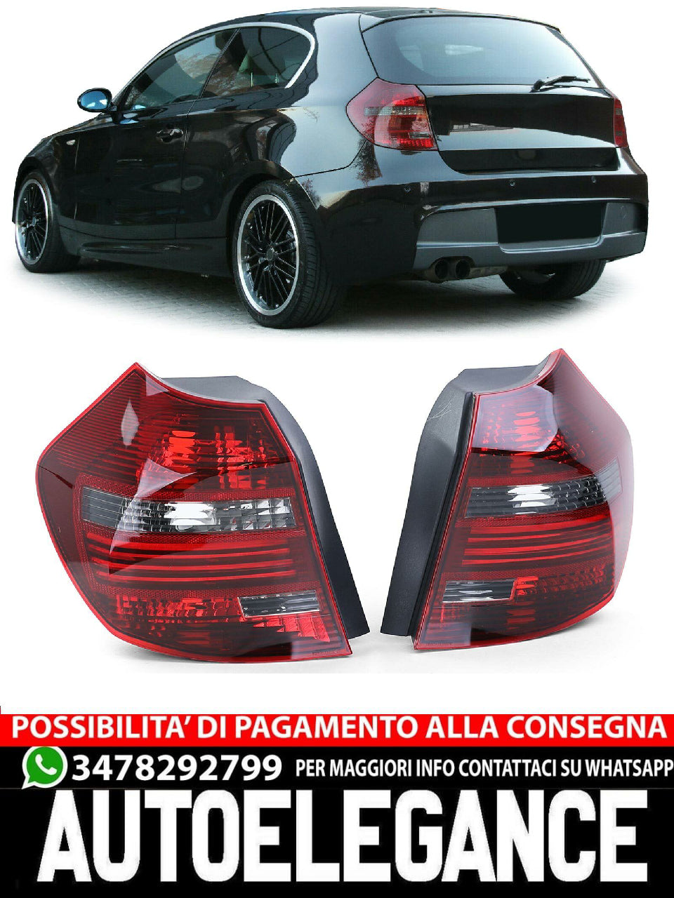 Fanali posteriori a LED Coppia luci posteriori Black Smoke aftermarket compatibile con BMW E81 E87 07-12