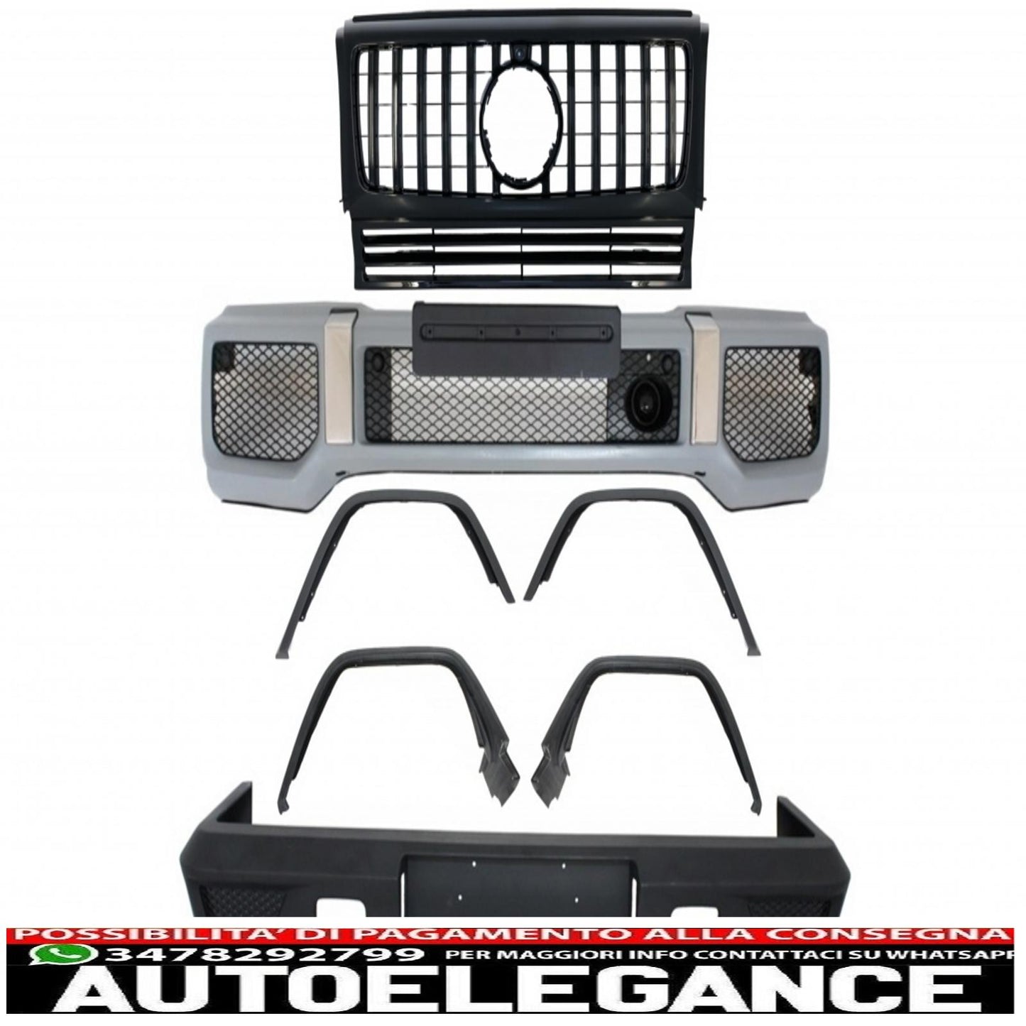complete conversion body kit suitable for mercedes g-class w463 (1989-2017) g63 g65 design with panamericana front grille all black