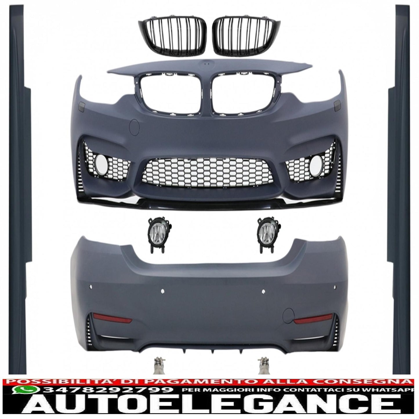 body kit suitable for bmw 4 series f32 coupe f33 cabrio (2013-03.2019) m4 design with carbon grilles and exhaust tips