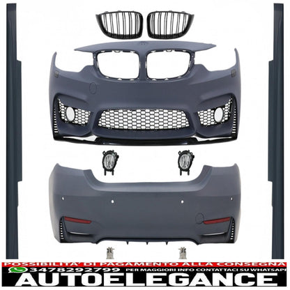 body kit suitable for bmw 4 series f32 coupe f33 cabrio (2013-03.2019) m4 design with carbon grilles and exhaust tips