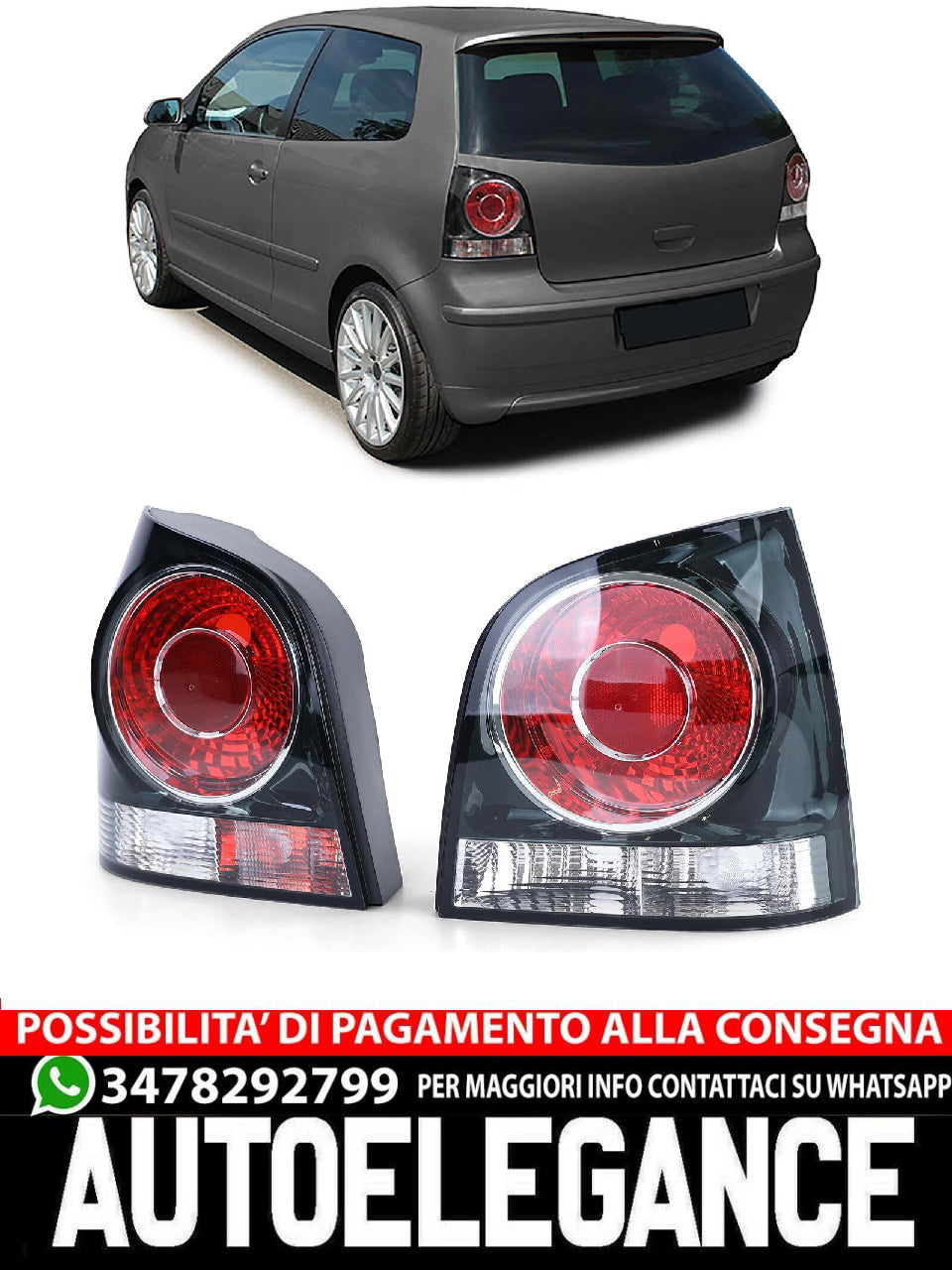 Fanali posteriori neri aftermarket compatibile con VW Polo 9N3 05-09